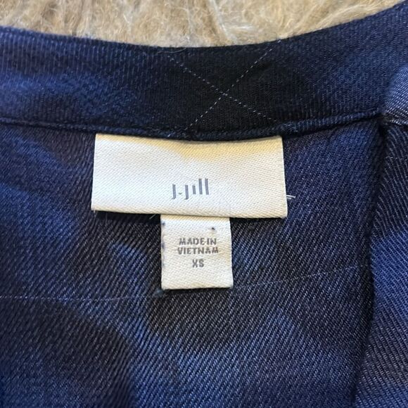 J Jill women’s blue and black plaid soft rayon‎ long sleeve tunic size xs - Picture 3 of 5